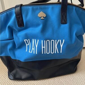 Kate Spade Blue and Black Canvas Tote
